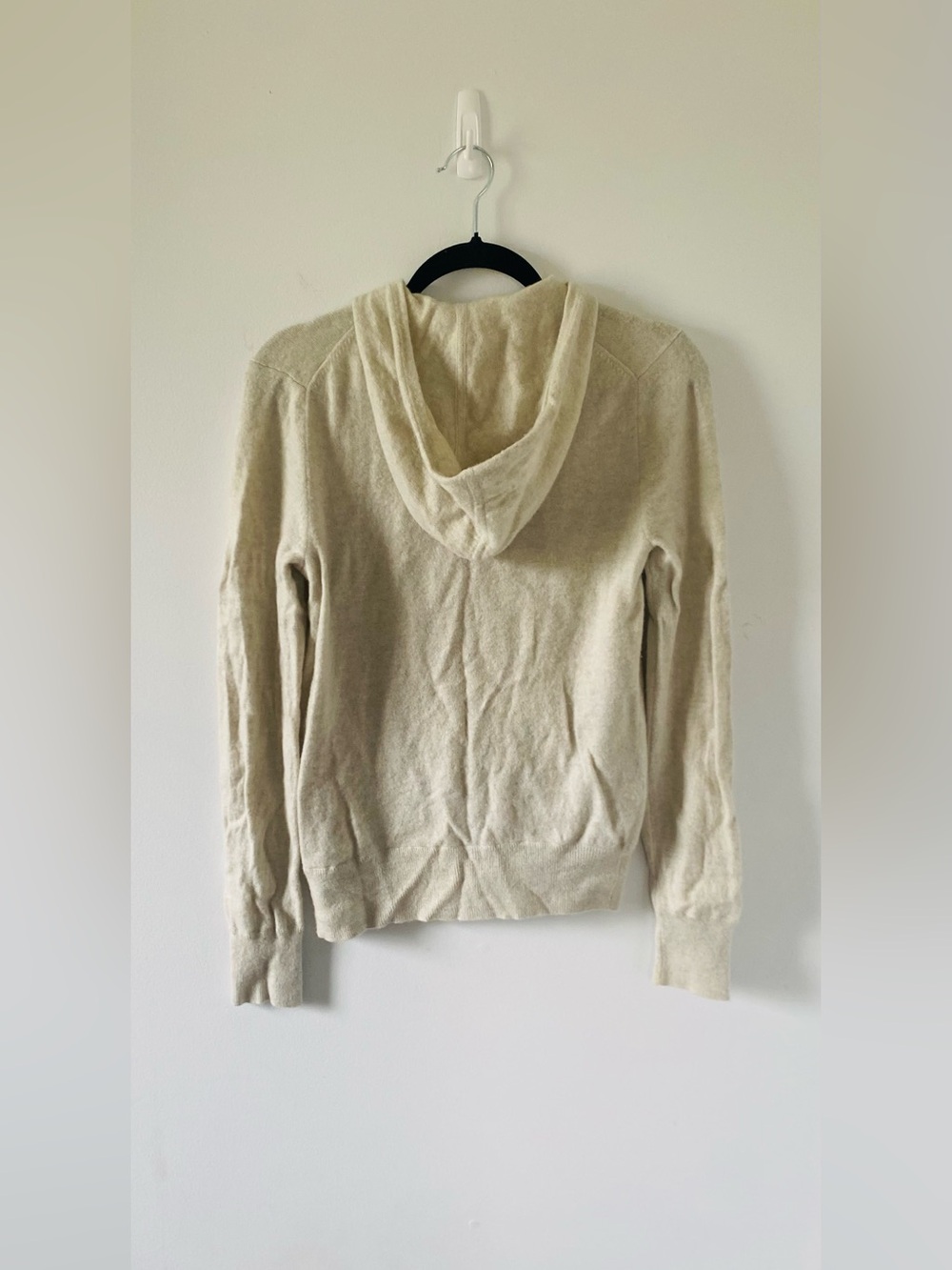 100% Italian Cashmere J. Crew Neutral Zip-Up Hooded Sweater, Quiet Luxury Size M - Picture 4 of 9